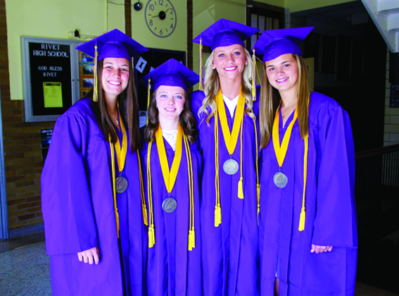 Rivet High School 2019 Valedictorians are Katie Niehaus,
left, Savannah Cook, Molly Niehaus and Grace Waggoner