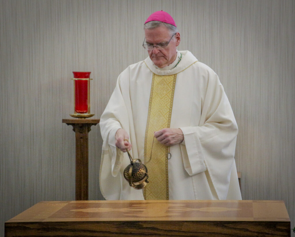 The bishop censes the altar of Nativity Chapel.