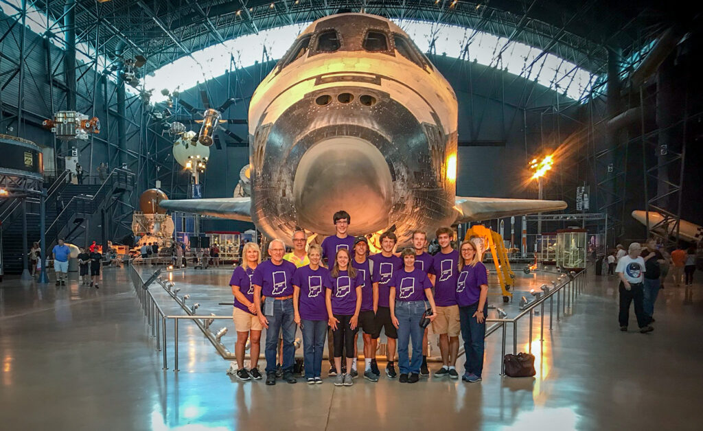 Rivet students and the adults accompanying them visited the Smithsonian National Air and Space Museum during their trip to Washington, D.C. Standing in front of a retired NASA space shuttle are Brenda Donovan, left, Joe Cook, Mike Freeman, Janet Cook, Savannah Cook, Grant Freeman (standing behind Savannah), James Hancock, Cedric Schleiss, coach Beverly Adams, Noah Donovan, Jack Whitsett and Tammy Catt.
Submitted photo