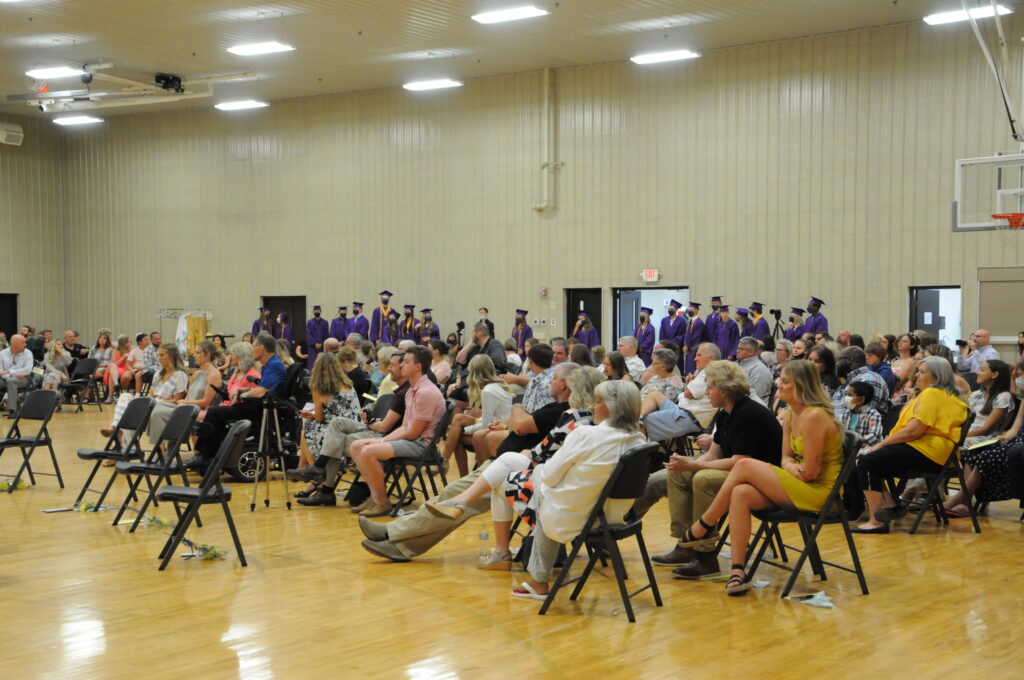 The Highland Woods Community Center provided plenty of space to socially-distance families and students for Rivet’s 2020 graduation. The Message photo by Megan Erbacher