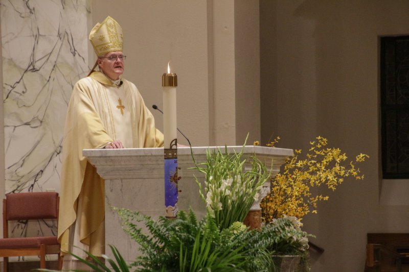 In his homily, Bishop Siegel called the Resurrection “the triumph of divine love.” The Message photo by Tim Lilley