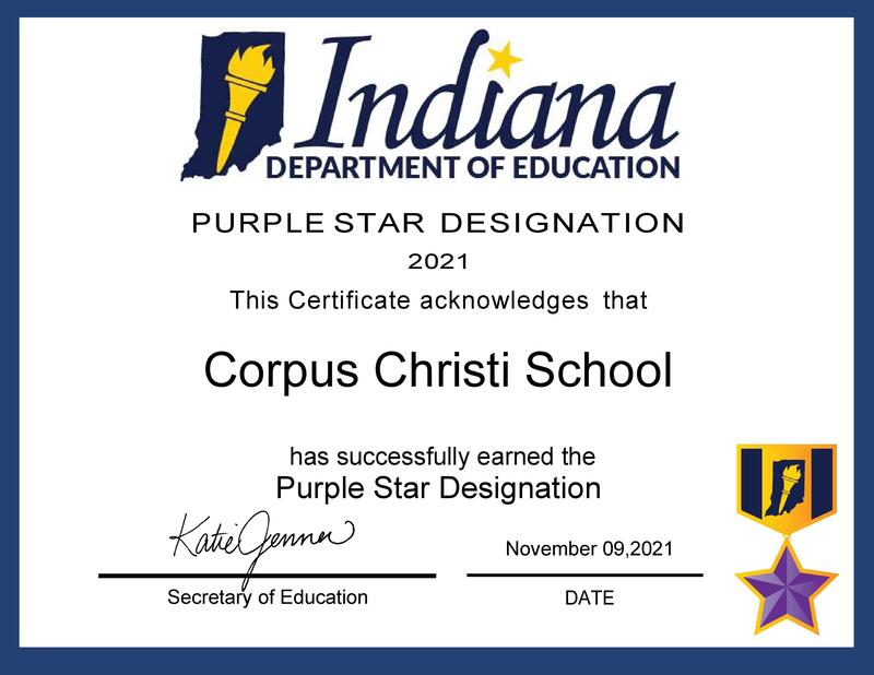 Corpus Christi School earns state Purple Star designation